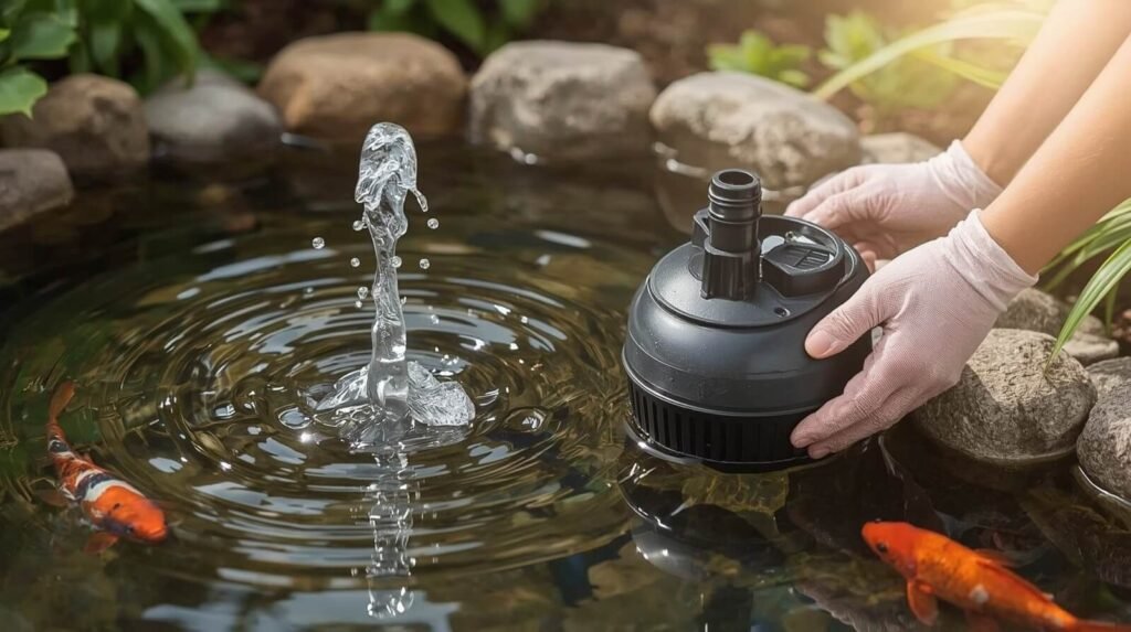 100W 1800 GPH Submersible Pond Pump in Action
