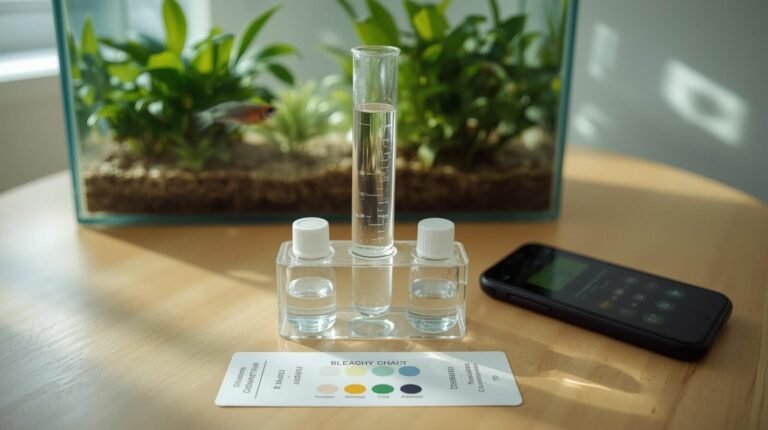 API Freshwater Master Kit ammonia test showing color-coded result against a comparison chart