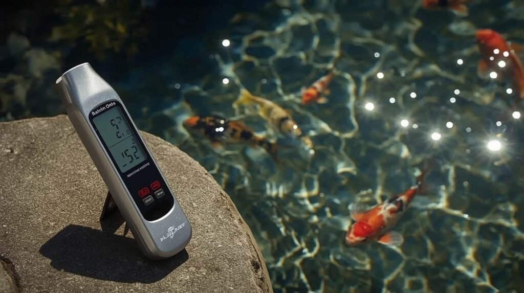 All-in-One Digital pH & TDS-EC Meter pond water Test Kit in Use