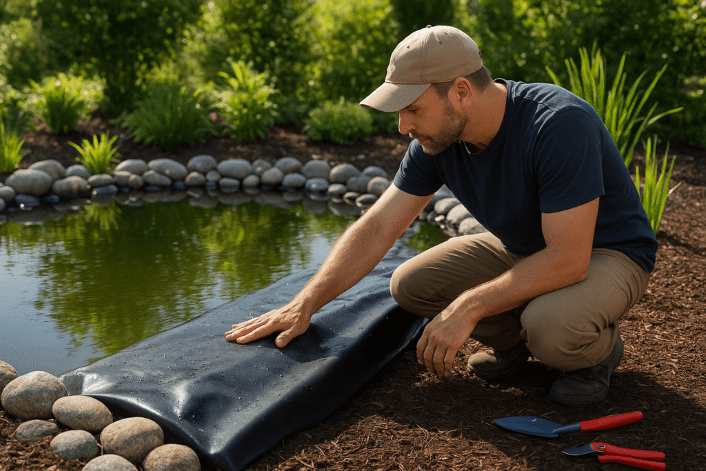 Inspecting Pond Liner for Leaks