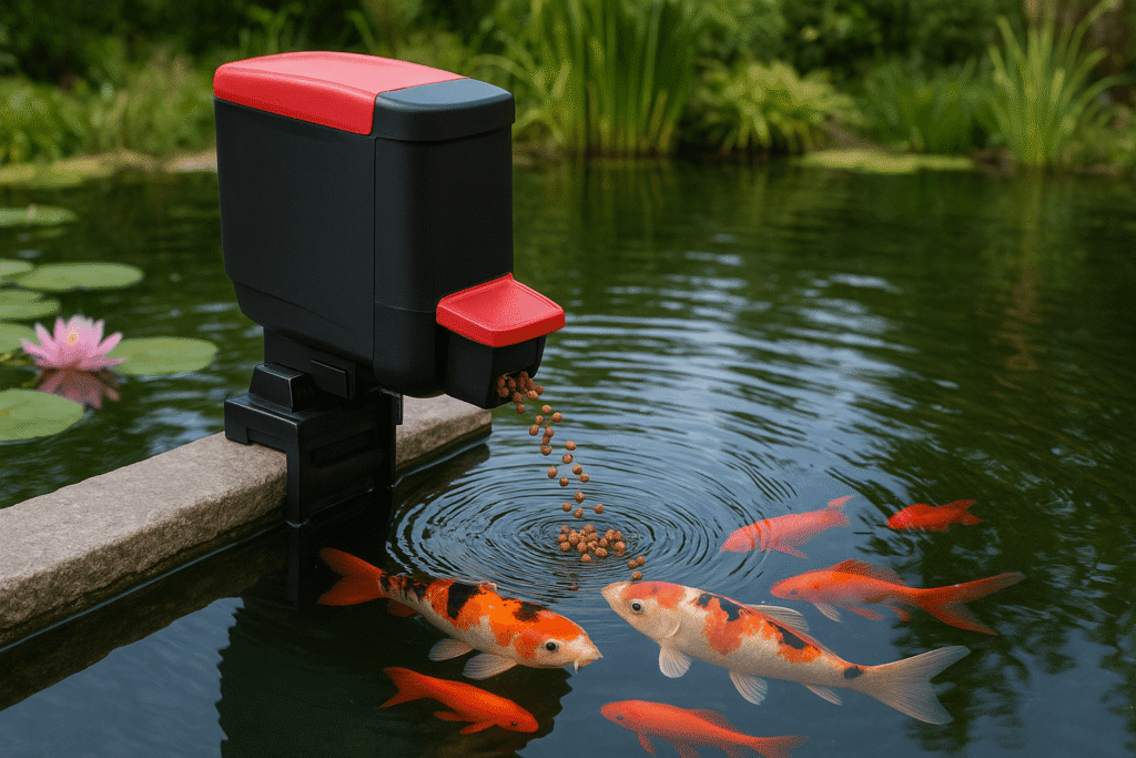 Smart Pond Feeder in Action in a pond