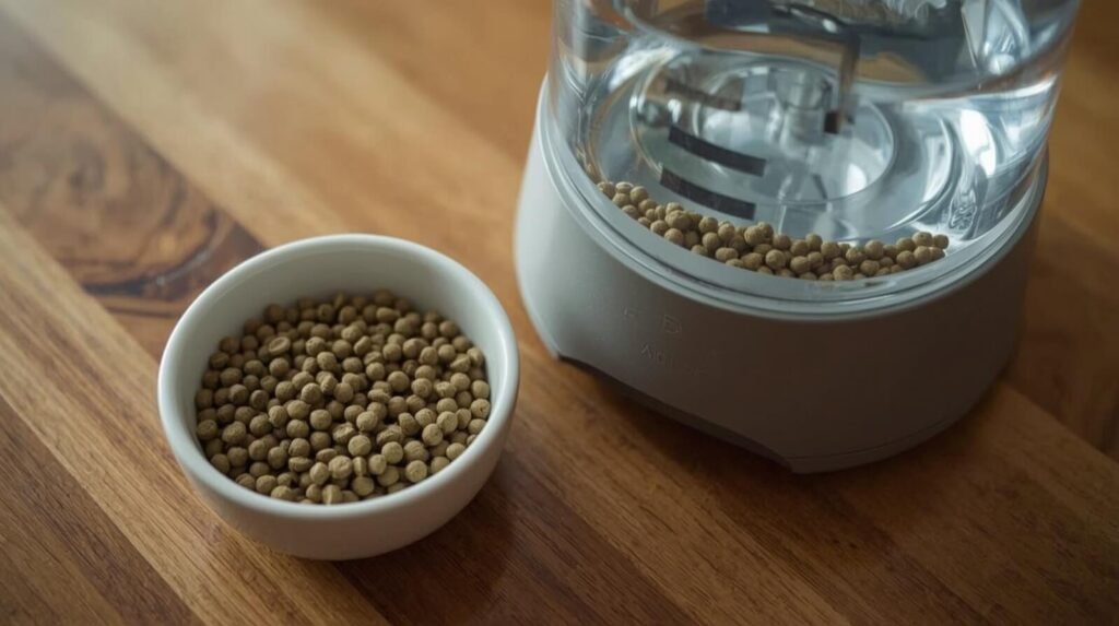 fish feeding portion control automatic feeder before vacation