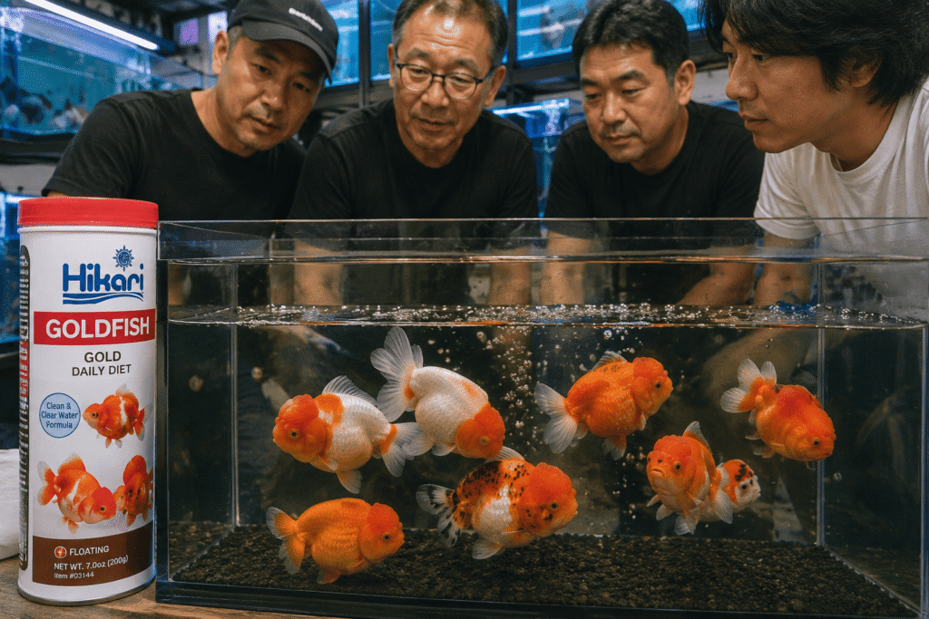 hikari goldfish food review-ranchu and oranda feeding
